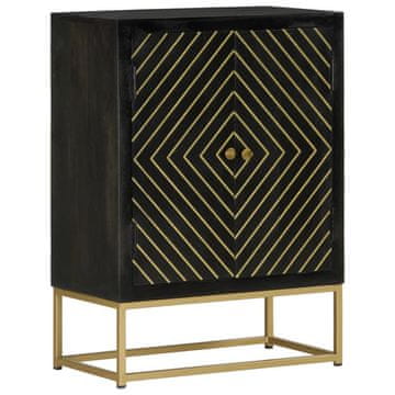 Vidaxl Komoda s 2 vrata crno-zlatna 55x30x75 cm drvo manga