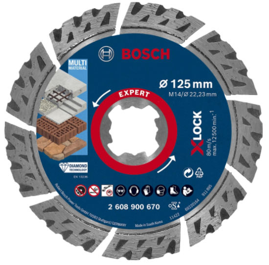 BOSCH Professional dijamantna rezna ploča EXPERT MultiMaterial X-LOCK, 125 x 22,23 x 2,4 x 12 mm (2608900670)