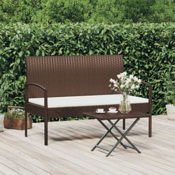 Vidaxl Vrtna klupa s jastukom, smeđa, 105 cm, poli ratan