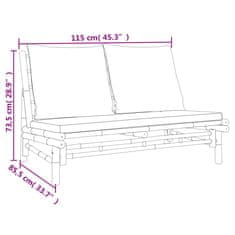 Vidaxl 3-dijelna vrtna garnitura od bambusa s tamnosivim jastucima