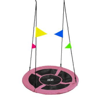 Aga Viseća ljuljačka krug 90 cm Ružičasta s zastavicama