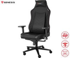 Genesis NITRO 890 G2 gaming stolica, ergonomska, CareGLide kotači, crna