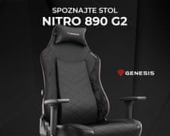 NITRO 890 G2 gaming stolica, ergonomska, CareGLide kotači, crna