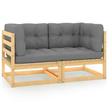 Vidaxl Vrtna sofa za 2 osobe s jastucima, masivno borovo drvo