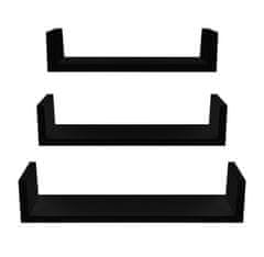 Linder Exclusiv Set od 3 zidne police Crna