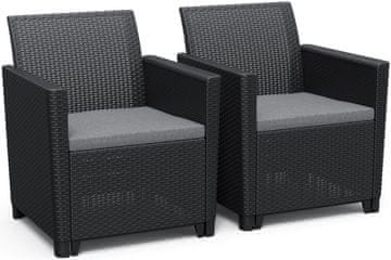 KETER Claire Duo Dvostruka Sofa - Grafitna Siva, Otporna na UV Zrake