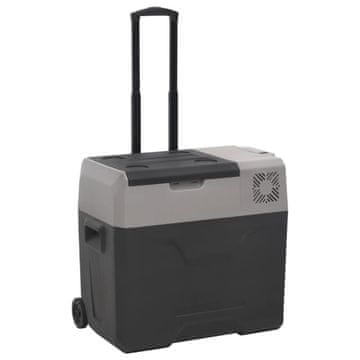 Vidaxl Hladnjak na kotačima s ručkom crno-sivi 50 L PP