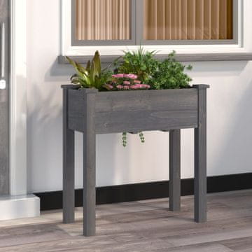 Vidaxl Stalak za biljke s podlogom sivi 71x37x76 cm masivno drvo jele