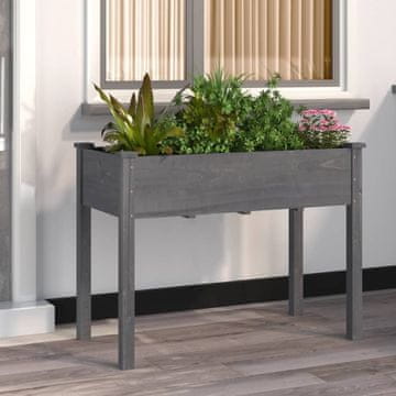 Vidaxl Stalak za biljke s podlogom sivi 118x59x76 cm jelovina