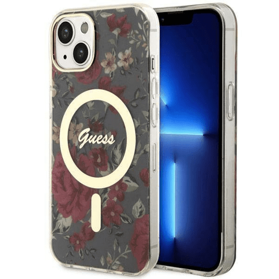 Guess Flowers maskica za iPhone 14, kaki (GUHMP14SHCFWSA)