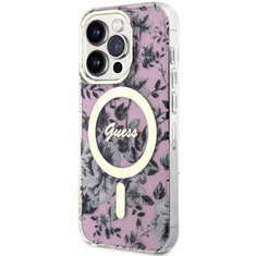 Guess Flowers maskica za iPhone 14 Pro, roza (GUHMP14LHCFWSP)