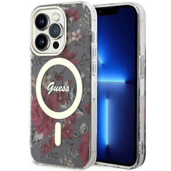 Guess Flowers maskica za iPhone 14 Pro, kaki (GUHMP14LHCFWSA)