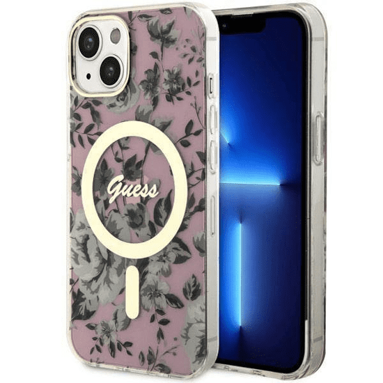 Guess Flowers maskica za iPhone 13, roza (GUHMP13MHCFWSP)