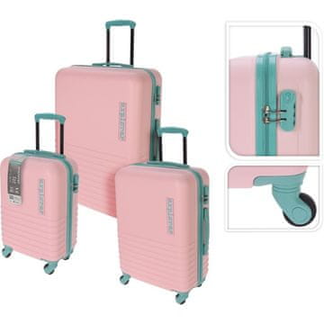 XQMAX Kofer KO-DG9000940 putni set od 3 dijela EXPLORER roza