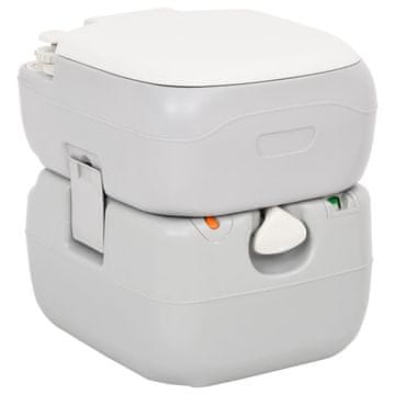 Vidaxl Prijenosni kamperski WC, sivo-bijeli, 22+12 L, HDPE