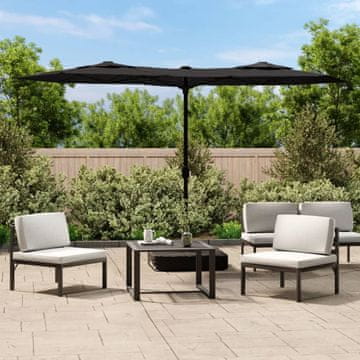 Vidaxl Dvostruki vrtni suncobran s LED rasvjetom crni 316x240 cm
