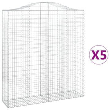 Vidaxl Lučne gabionske košare 5 kom 200x50x220/240cm pocinčano željezo