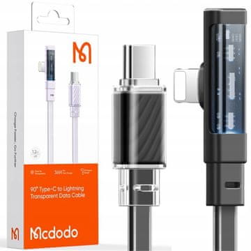 Mcdodo Mcdodo kabel kutni usb-c lightning ravni 36w za iphone 12 13 14 crni 1m