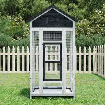 Vidaxl Kavez za ptice sivi 91,5 x 53 x 170 cm masivni borov drvo