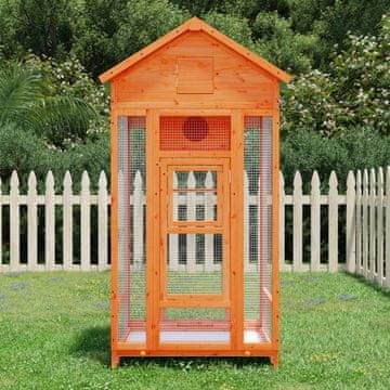 Vidaxl Kavez za ptice smeđi 91,5 x 53 x 170 cm masivni borov drvo