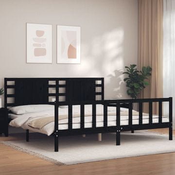Vidaxl Okvir kreveta s uzglavljem crni 200x200 cm masivno drvo