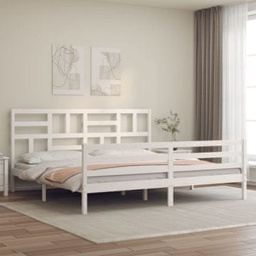 Vidaxl Okvir kreveta s uzglavljem bijeli 200x200 cm masivno drvo