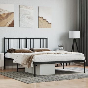 Vidaxl Metalni okvir kreveta s uzglavljem crni 160x200 cm