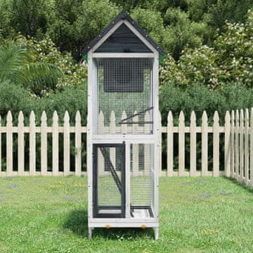 Vidaxl Kavez za ptice sivi 60x58,5x160 cm masivni borov drvo
