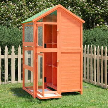 Vidaxl Kavez za ptice smeđi 97x81x152 cm masivni borov drvo