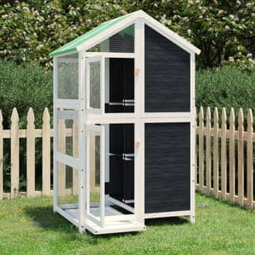 Vidaxl Kavez za ptice sivi 97x81x152 cm masivni borov drvo