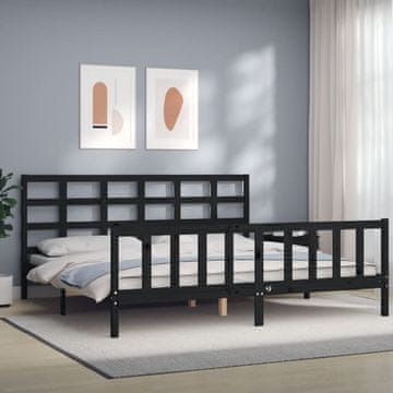 Vidaxl Okvir kreveta s uzglavljem crni 200x200 cm masivno drvo
