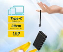 PMPB20SP solarni power bank, 20.000mAh, solarno punjenje, USB / Type-C / microUSB, LED svjetiljka, crna