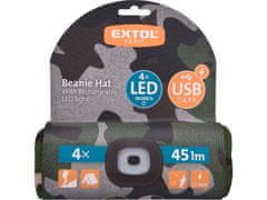 Extol Light LED svjetlosni šešir 43464 kapa s prednjom svjetiljkom 4x45lm, USB punjenje, kamuflažna, univerzalna veličina