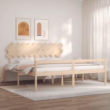 Vidaxl Seniorski krevet, okvir s uzglavljem, 200x200 cm, masivno drvo