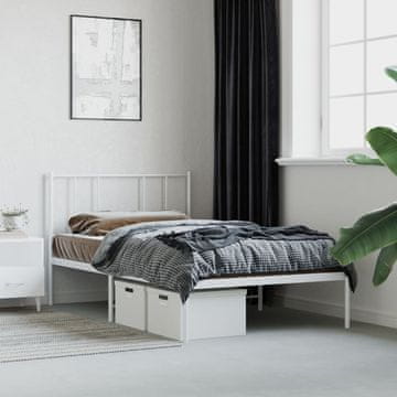 Vidaxl Metalni okvir kreveta s uzglavljem bijeli 80x200 cm