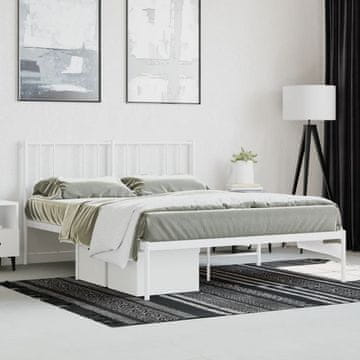 Vidaxl Metalni okvir kreveta s uzglavljem bijeli 140x190 cm