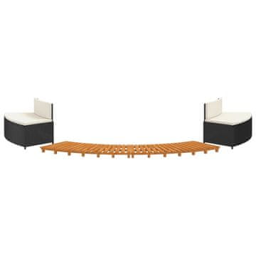 Vidaxl Okvir za hidromasažnu kadu crni od poliratana i bagremovog drva