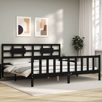 Vidaxl Okvir kreveta s uzglavljem crni 200x200 cm masivno drvo