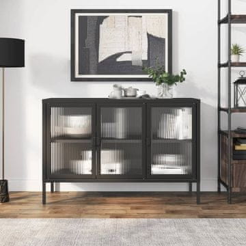 Vidaxl Ormarić, crni, 105x35x70 cm, staklo i čelik
