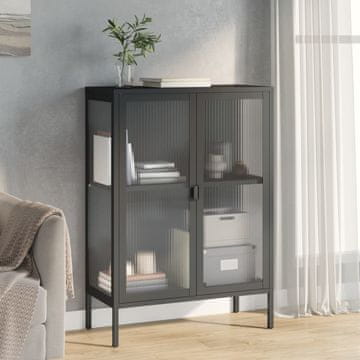 Vidaxl Ormarić, crni, 75x35x105 cm, staklo i čelik