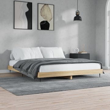 Vidaxl Okvir kreveta, Sonoma hrast, 200x200 cm, Materijal na bazi drva