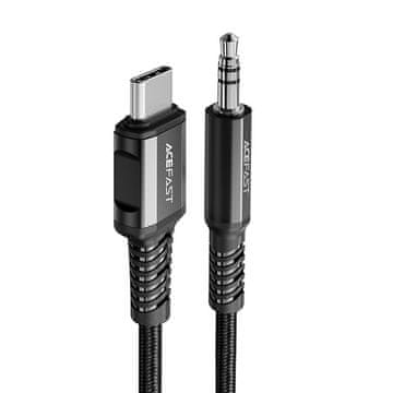 AceFast AUX audio kabel USB-C - 3,5 mm mini priključak 1,2 m crni