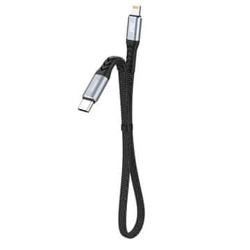 DUDAO Kratki ravni kabel za iPhone USB-C - Lightning L10P PD 20W 23cm crni