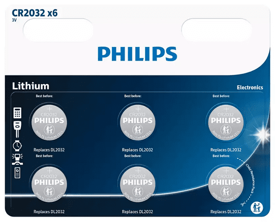 Philips CR2032 litijska baterija, 3V, 6/1