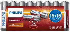 Philips Napajanje Alkalne baterije, AA, 16+16 Value Pack, 32 kom