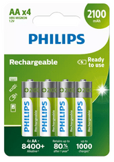 Philips punjive baterije, AA, 2100 mAh, 4/1, blister