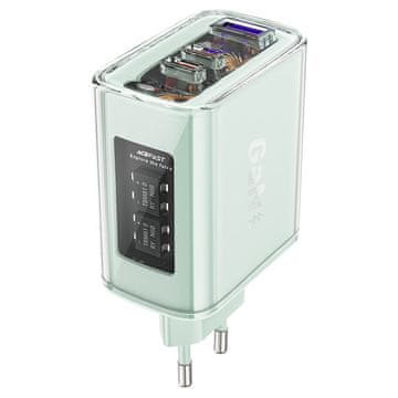 AceFast Acefast GaN 65W punjač s 3 priključka (USB, 2xUSB C) - zeleni (A45)
