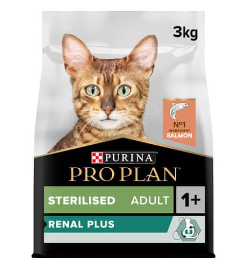 Purina Pro Plan CAT STERILISED RENAL PLUS, losos, 3 kg