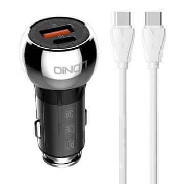LDNIO auto punjač ldnio c1 usb, usb-c + kabel usb-c - usb-c