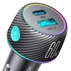 Joyroom JR-CCN01 auto punjač USB / USB-C 60W, crno